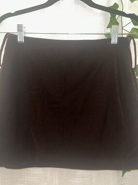 Commense Brown Velvet Mini Skirt